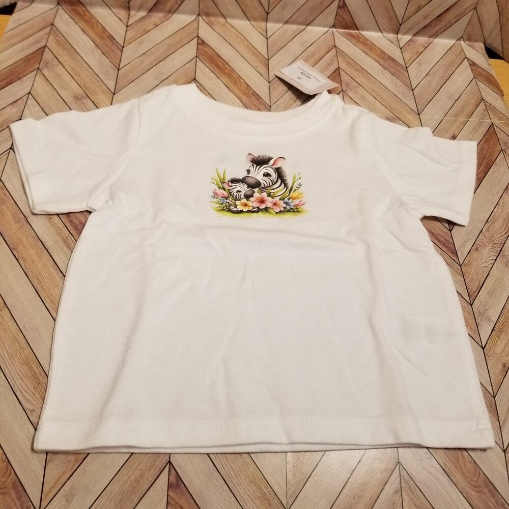 Baby / Toddler Shirt – Zebras with Flowers Graphic Tee